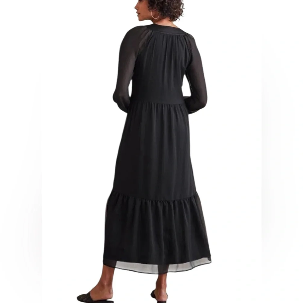 Soft Surroundings Olga Tiered Maxi Dress XL Whimisgoth Dark Romantic Boho - Picture 4 of 14